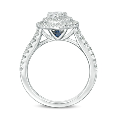 Previously Owned - Vera Wang Love Collection 0.95 CT. T.W. Heart-Shaped Diamond Double Frame Ring in 14K White Gold