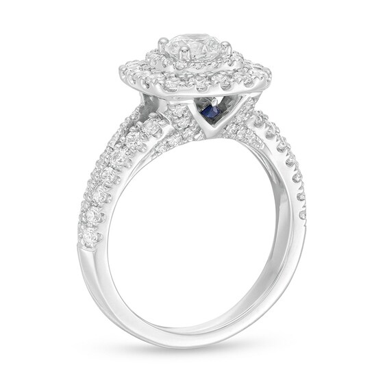 Previously Owned - Vera Wang Love Collection 1.45 CT. T.W. Diamond Double Cushion Frame Ring in 14K White Gold