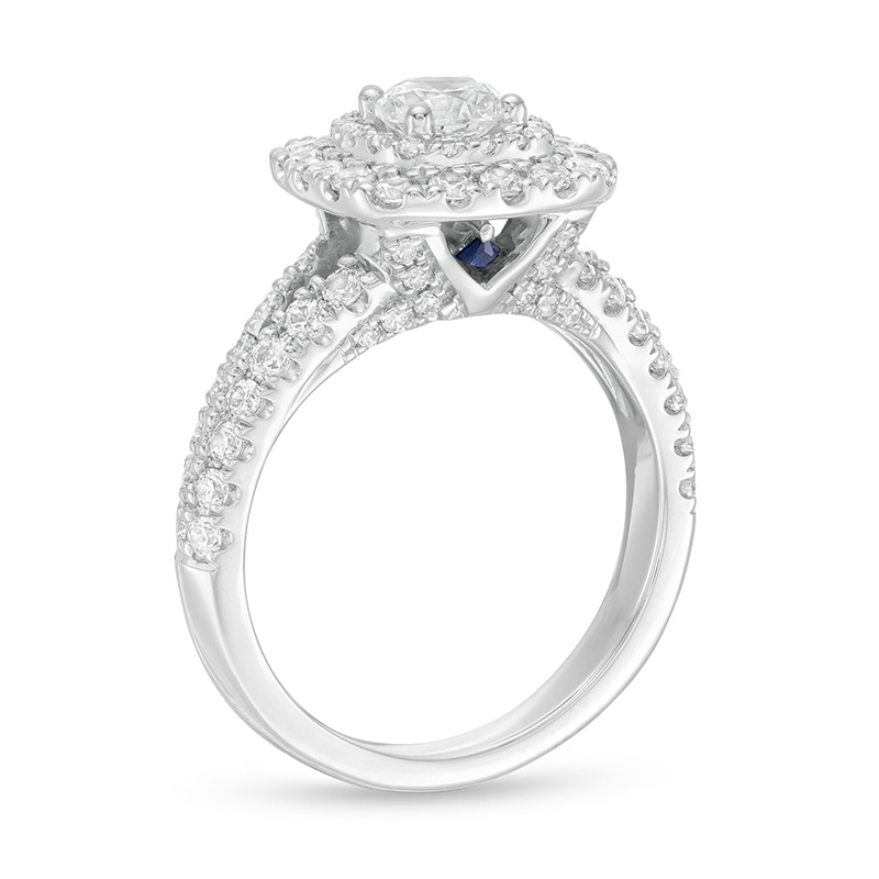 Previously Owned - Vera Wang Love Collection 1.45 CT. T.W. Diamond Double Cushion Frame Ring in 14K White Gold|Peoples Jewellers
