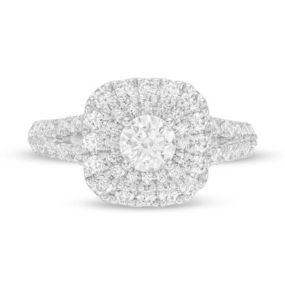 Previously Owned - Vera Wang Love Collection 1.45 CT. T.W. Diamond Double Cushion Frame Ring in 14K White Gold