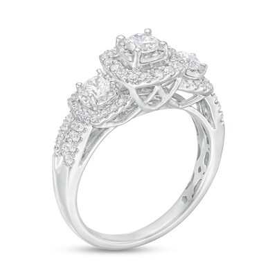 Previously Owned - 1.00 CT. T.W. Diamond Frame Past Present Future® Engagement Ring in 10K White Gold