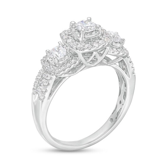 Previously Owned - 1.00 CT. T.W. Diamond Frame Past Present Future® Engagement Ring in 10K White Gold