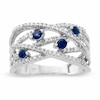 Previously Owned - Blue Sapphire and 0.18 CT. T.W. Diamond Orbit Band in 14K White Gold