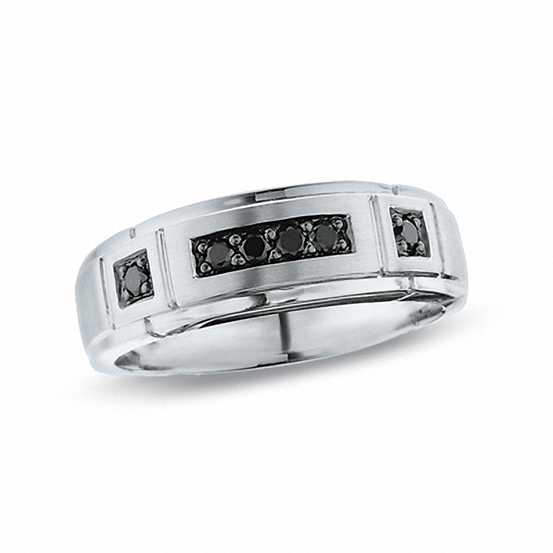 Previously Owned - Men's 0.25 CT. T.W. Black Diamond Band in 14K White Gold