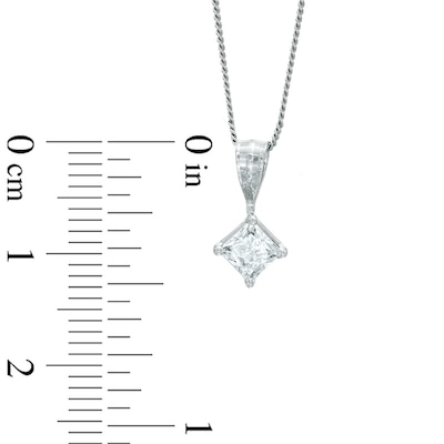 Previously Owned - 0.25 CT. Princess-Cut Diamond Solitaire Crown Royal Pendant in 14K White Gold (J/I3)