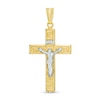 Previously Owned - Greek Key Crucifix Necklace Charm in Hollow 10K Two-Tone Gold