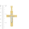 Thumbnail Image 1 of Previously Owned - Greek Key Crucifix Necklace Charm in Hollow 10K Two-Tone Gold