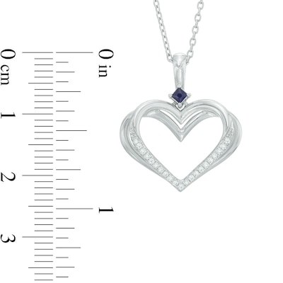 Previously Owned - The Kindred Heart from Vera Wang Love Collection Sapphire and Diamond Pendant in Sterling Silver