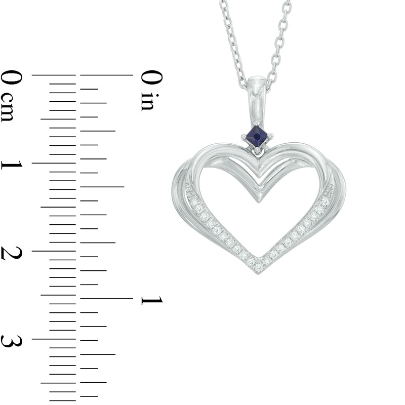 Previously Owned - The Kindred Heart from Vera Wang Love Collection Sapphire and Diamond Pendant in Sterling Silver