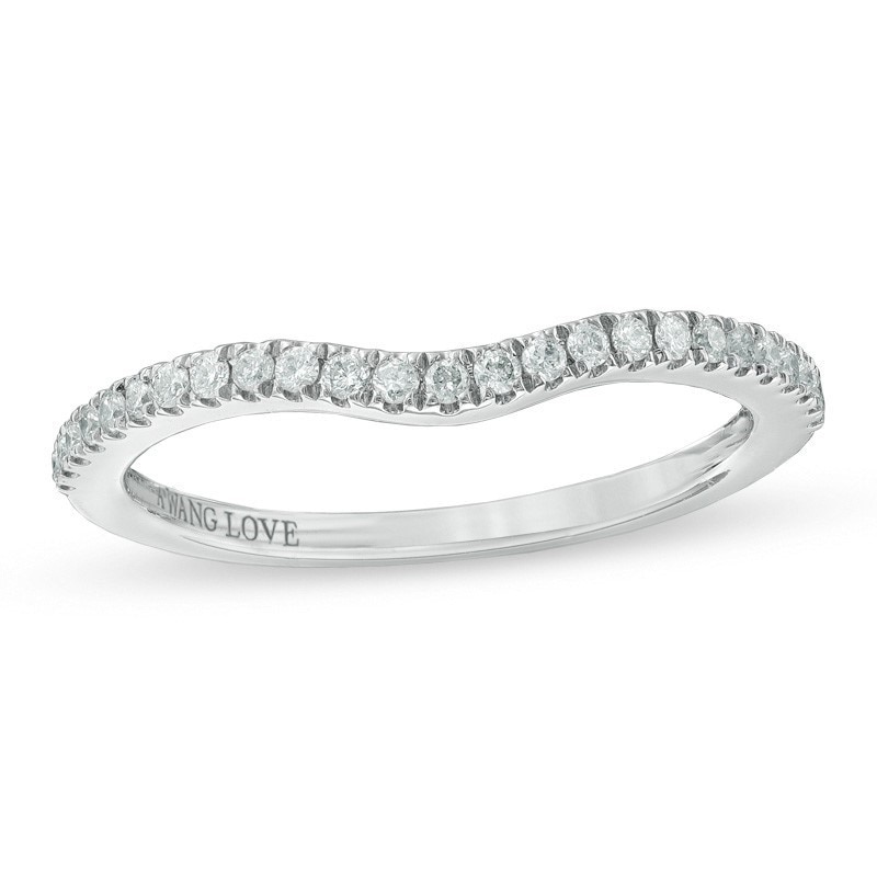 Main Image 1 of Previously Owned - Vera Wang Love Collection 0.15 CT. T.W. Diamond Contour Wedding Band in 14K White Gold