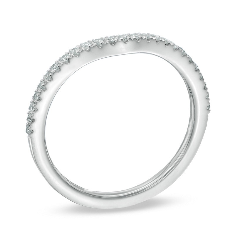 Main Image 2 of Previously Owned - Vera Wang Love Collection 0.15 CT. T.W. Diamond Contour Wedding Band in 14K White Gold