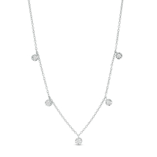 Previously Owned - 0.05 CT. T.W. Diamond Five Stone Station Necklace in Sterling Silver