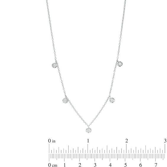 Previously Owned - 0.05 CT. T.W. Diamond Five Stone Station Necklace in Sterling Silver