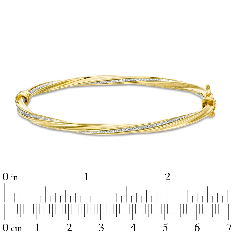 Previously Owned - Italian Gold Glitter Enamel Stripe Twist Bangle in 14K Gold|Peoples Jewellers