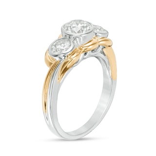 Previously Owned - 1.42 CT. T.W. Diamond Past Present Future® Engagement Ring in 14K Two-Tone Gold