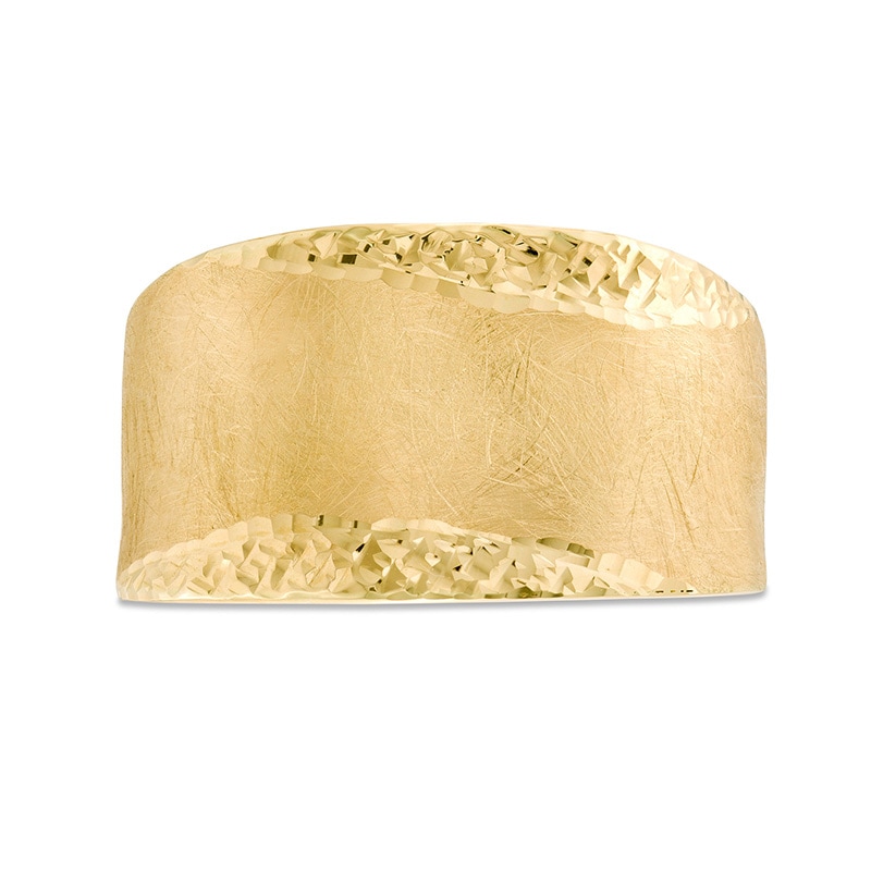 Previously Owned - Italian Gold Diamond-Cut and Satin Wave Ring in 14K Gold - Size 7|Peoples Jewellers