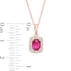 Previously Owned - Oval Ruby and 0.15 CT. T.W. Diamond Cushion-Shaped Double Frame Pendant in 10K Rose Gold