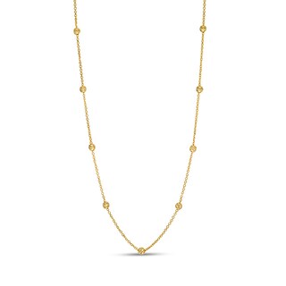 Previously Owned - 3.0mm Diamond-Cut Brilliance Bead Station Choker Necklace in 10K Gold - 17"