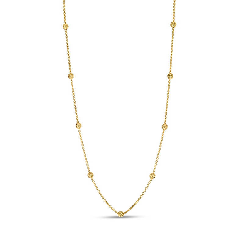 Previously Owned - 3.0mm Diamond-Cut Brilliance Bead Station Choker Necklace in 10K Gold - 17"|Peoples Jewellers