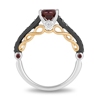 Previously Owned - Enchanted Disney Villains Evil Queen Oval Garnet and Diamond Ring in Sterling Silver and 10K Gold