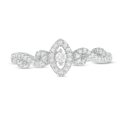 Previously Owned - 0.23 CT. T.W. Diamond Marquise Frame Promise Ring in 10K White Gold