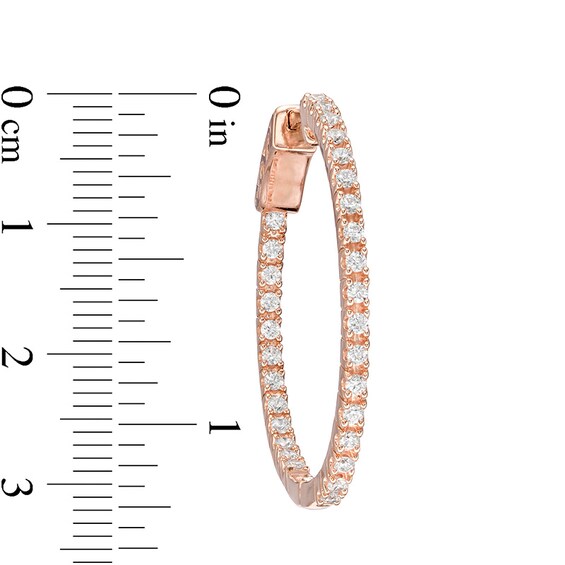 Previously Owned - 1.00 CT. T.W. Diamond Inside-Out Hoop Earrings in 10K Rose Gold