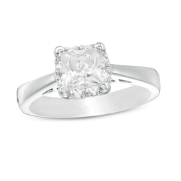 Previously Owned - 1.18 CT. T.W. Princess-Cut Diamond Frame Engagement Ring in 14K White Gold (I/I2)