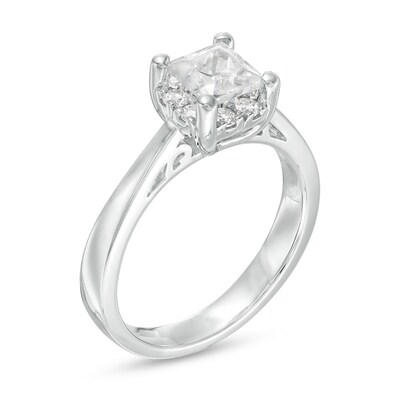 Previously Owned - 1.18 CT. T.W. Princess-Cut Diamond Frame Engagement Ring in 14K White Gold (I/I2)