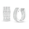 Thumbnail Image 0 of Previously Owned - 1.00 CT. T.W. Diamond Triple Row Huggie Hoop Earrings in Sterling Silver