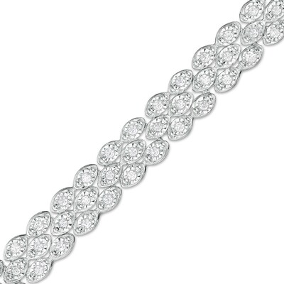 Previously Owned - 1.00 CT. T.W. Diamond Triple-Row Tennis Bracelet in Sterling Silver