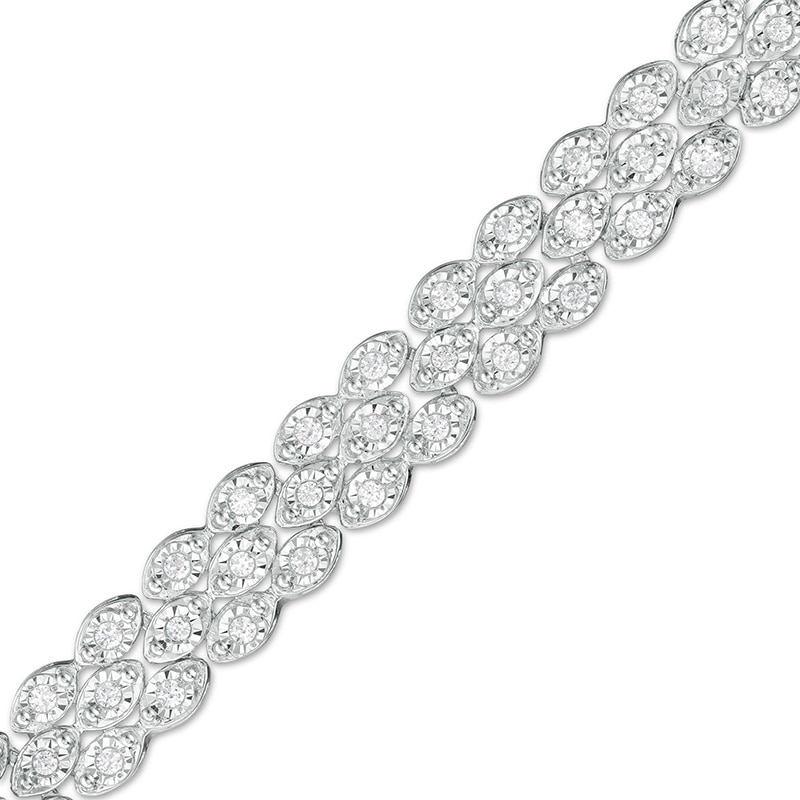 Previously Owned - 1.00 CT. T.W. Diamond Triple-Row Tennis Bracelet in Sterling Silver