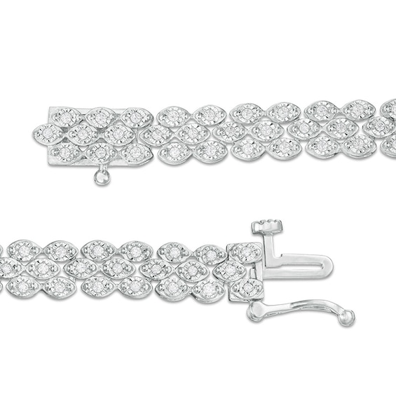 Previously Owned - 1.00 CT. T.W. Diamond Triple-Row Tennis Bracelet in Sterling Silver