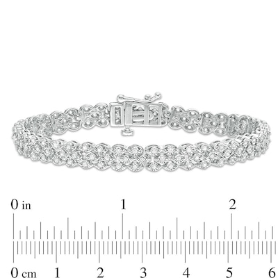 Previously Owned - 1.00 CT. T.W. Diamond Triple-Row Tennis Bracelet in Sterling Silver