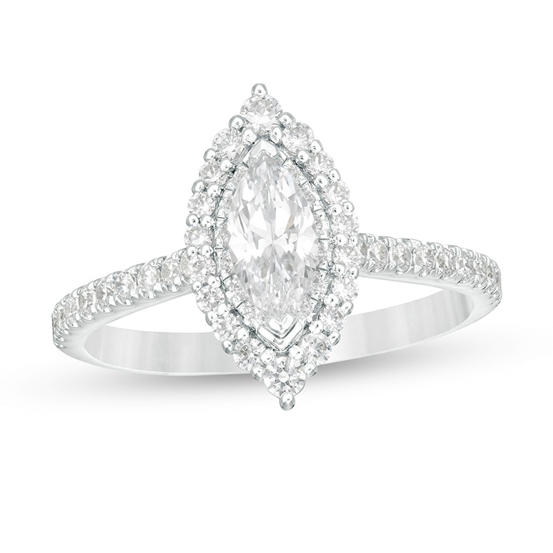 Previously Owned - 0.95 CT. T.W. Marquise Diamond Frame Engagement Ring in 14K White Gold|Peoples Jewellers