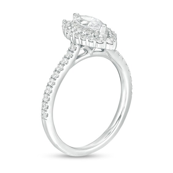 Previously Owned - 0.95 CT. T.W. Marquise Diamond Frame Engagement Ring in 14K White Gold