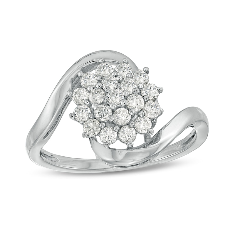 Previously Owned - 0.50 CT. T.W. Composite Diamond Flower Bypass Ring in 10K White Gold|Peoples Jewellers