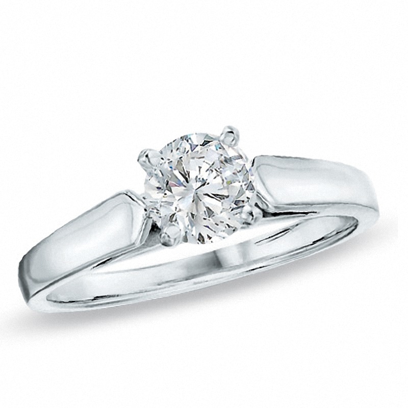 Main Image 1 of Previously Owned - 0.30 CT. Diamond Solitaire Crown Royal Engagement Ring in 14K White Gold (J/I2)