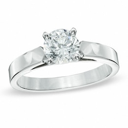 Previously Owned - 1.00 CT. Diamond Solitaire Crown Royal Engagement Ring in 14K White Gold (J/I2)