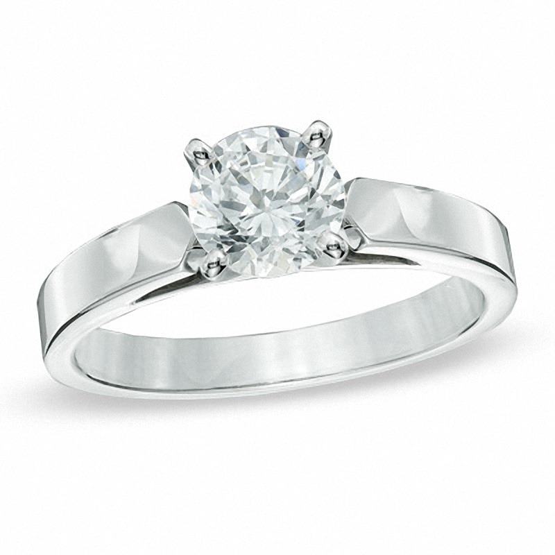 Main Image 1 of Previously Owned - 1.00 CT. Diamond Solitaire Crown Royal Engagement Ring in 14K White Gold (J/I2)