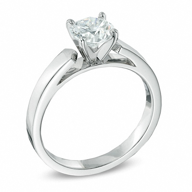 Main Image 2 of Previously Owned - 1.00 CT. Diamond Solitaire Crown Royal Engagement Ring in 14K White Gold (J/I2)