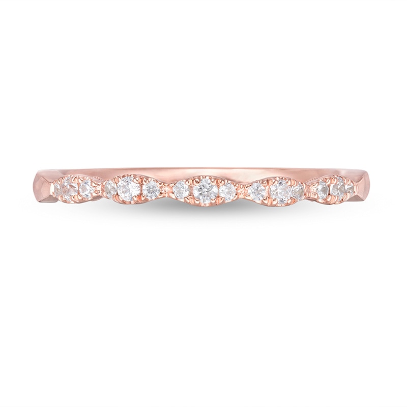 Previously Owned - 0.12 CT. T.W. Diamond Vintage-Style Scallop Edge Anniversary Band in 10K Rose Gold|Peoples Jewellers