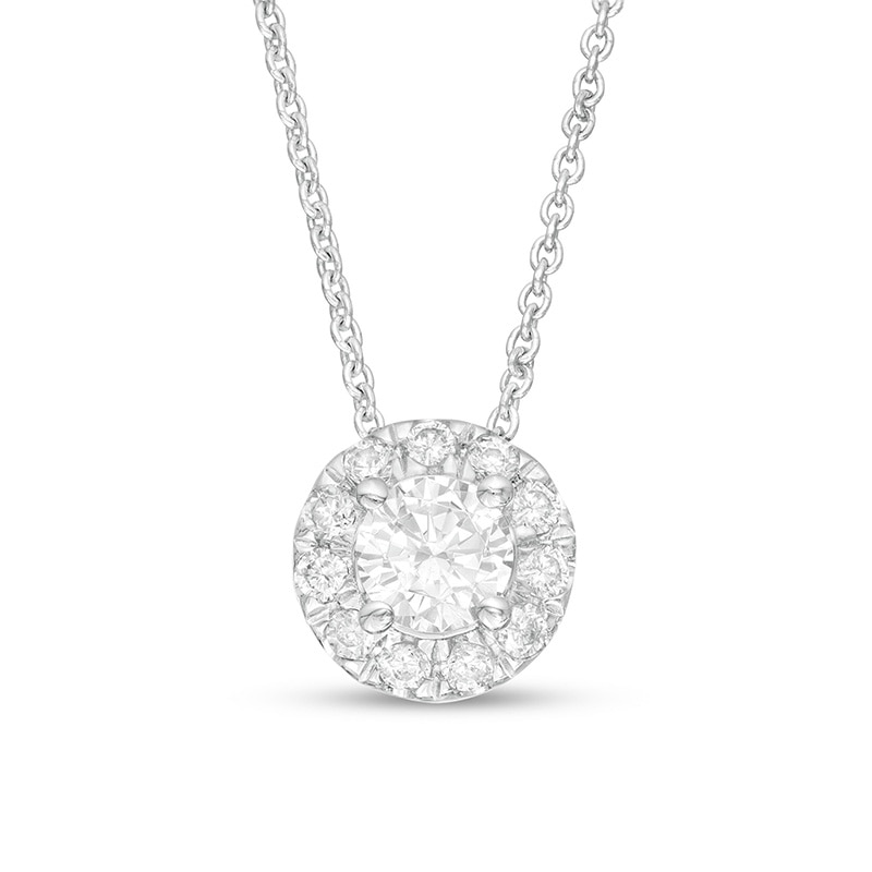 Main Image 1 of Previously Owned - 0.50 CT. T.W. Lab-Created Diamond Frame Pendant in 14K White Gold (F/SI2)