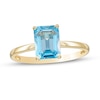 Thumbnail Image 1 of Previously Owned - Emerald-Cut Swiss Blue Topaz Solitaire Ring in 10K Gold