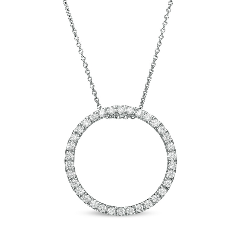 Previously Owned - 0.50 CT. T.W. Lab-Created Diamond Circle Pendant in 14K White Gold (F/SI2)|Peoples Jewellers