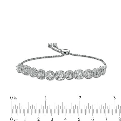 Previously Owned - 1.00 CT. T.W. Diamond Frame Alternating Bolo Bracelet in Sterling Silver – 9.5"