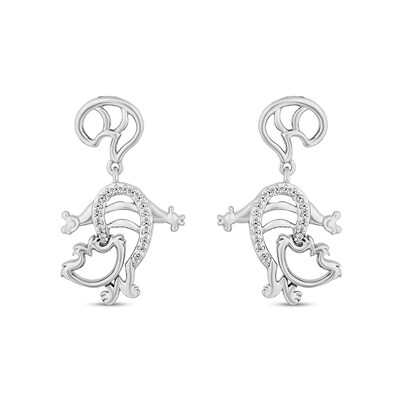 Previously Owned - Disney Treasures Alice in Wonderland 0.085 CT. T.W. Diamond Cheshire Cat Earrings in Sterling Silver