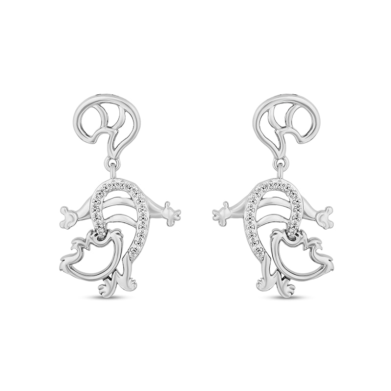 Previously Owned - Disney Treasures Alice in Wonderland 0.085 CT. T.W. Diamond Cheshire Cat Earrings in Sterling Silver