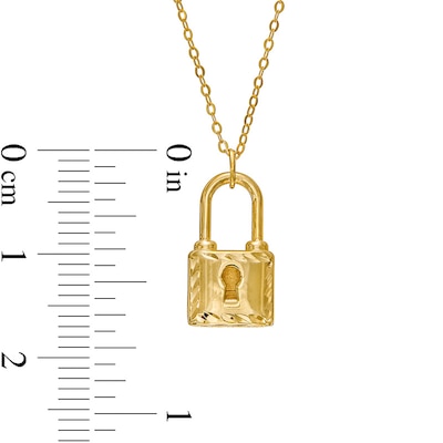 Previously Owned - Diamond-Cut Lock Pendant in 10K Gold