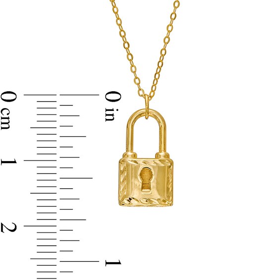 Previously Owned - Diamond-Cut Lock Pendant in 10K Gold