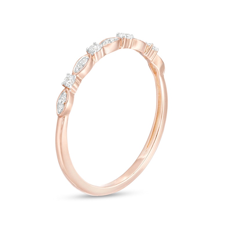 Previously Owned - 0.10 CT. T.W. Diamond Alternating Marquise Wedding Band in 10K Rose Gold|Peoples Jewellers